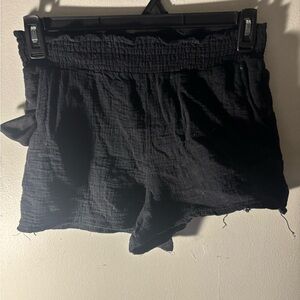 Women’s Black Smocked-Waist Casual Shorts